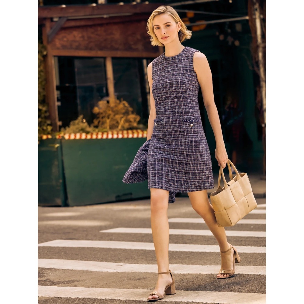 J. McLaughlin NWT Bridget Multi Tweed‎ Cotton Linen Sleeveless Dress Size XS